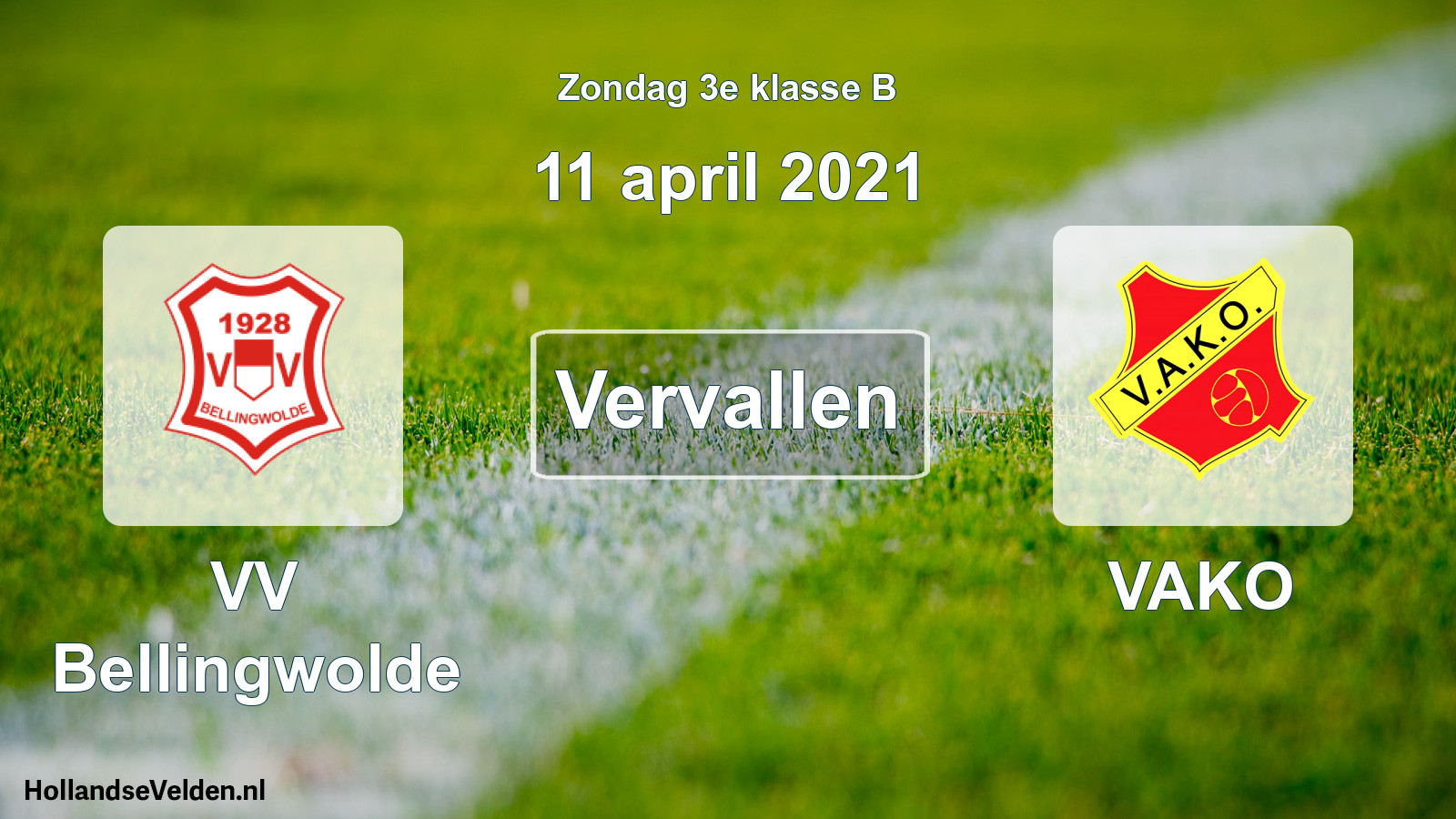 Scheduled Match: VV Bellingwolde - VAKO (11 April 2021)