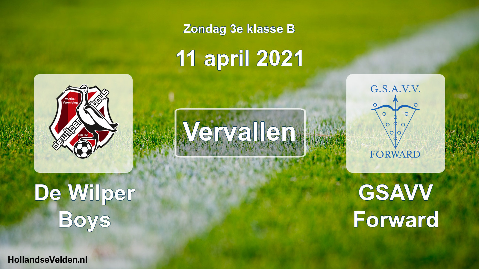 Scheduled Match: De Wilper Boys - GSAVV Forward (11 April 2021)