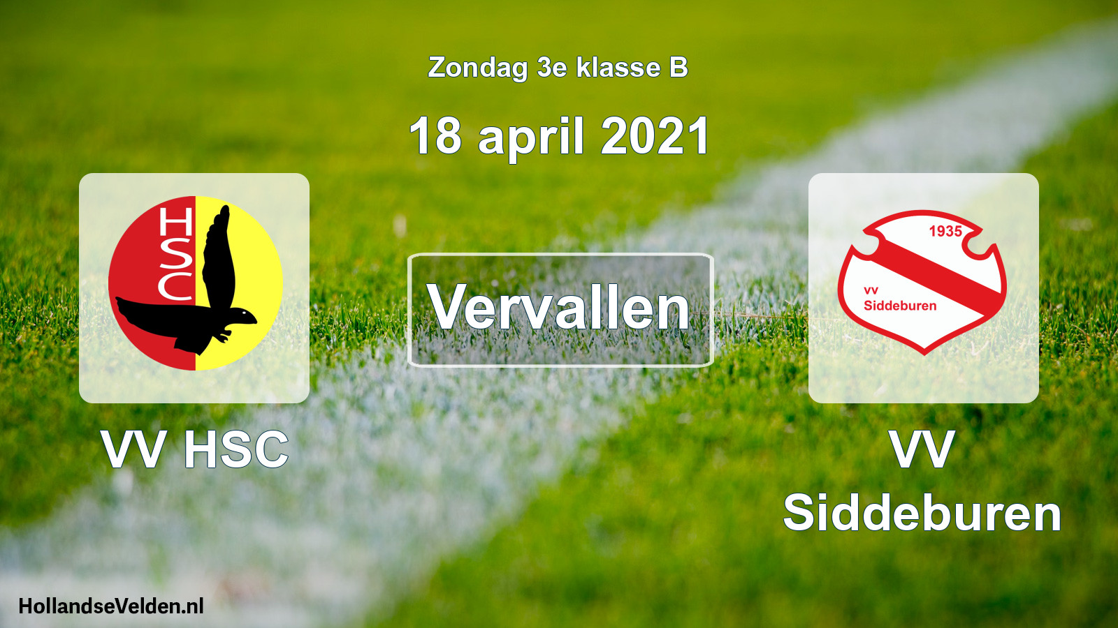 Scheduled Match: VV HSC - VV Siddeburen (18 April 2021)