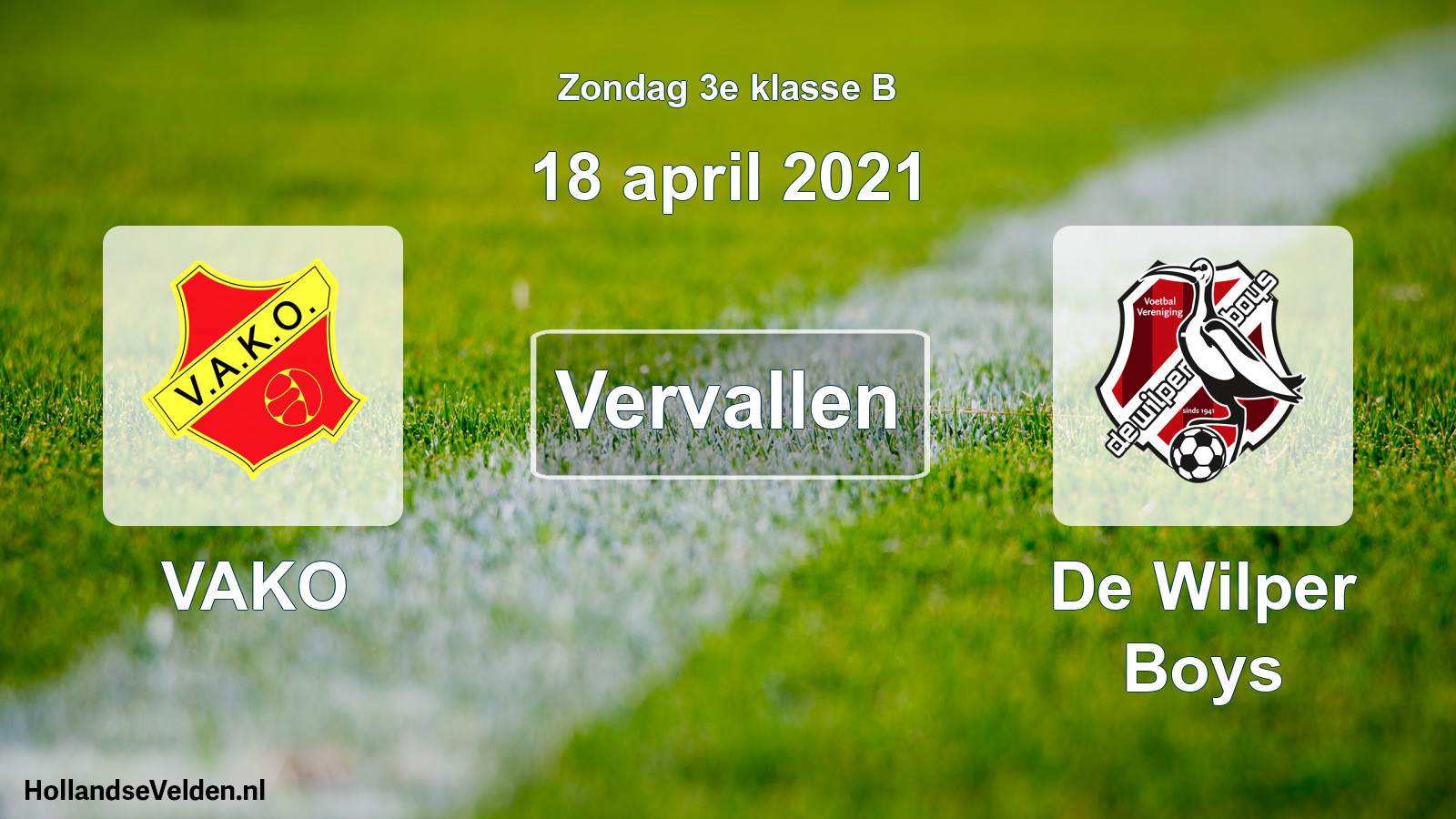 Scheduled Match: VAKO - De Wilper Boys (18 April 2021)