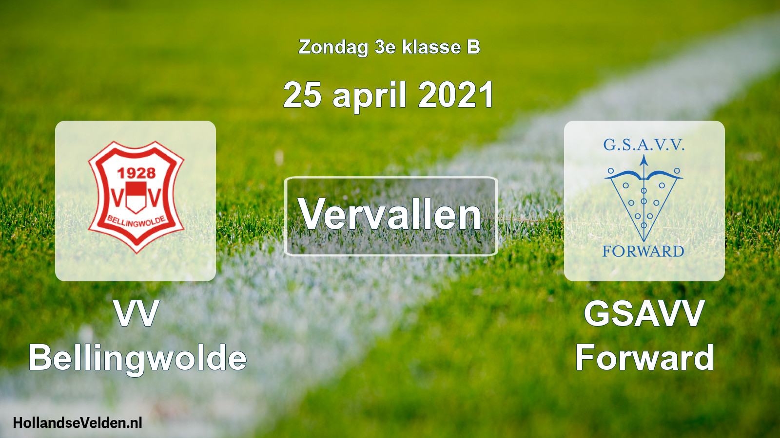 Scheduled Match: VV Bellingwolde - GSAVV Forward (25 April 2021)