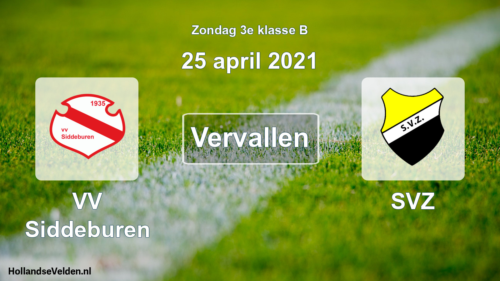 Scheduled Match: VV Siddeburen - SVZ (25 April 2021)