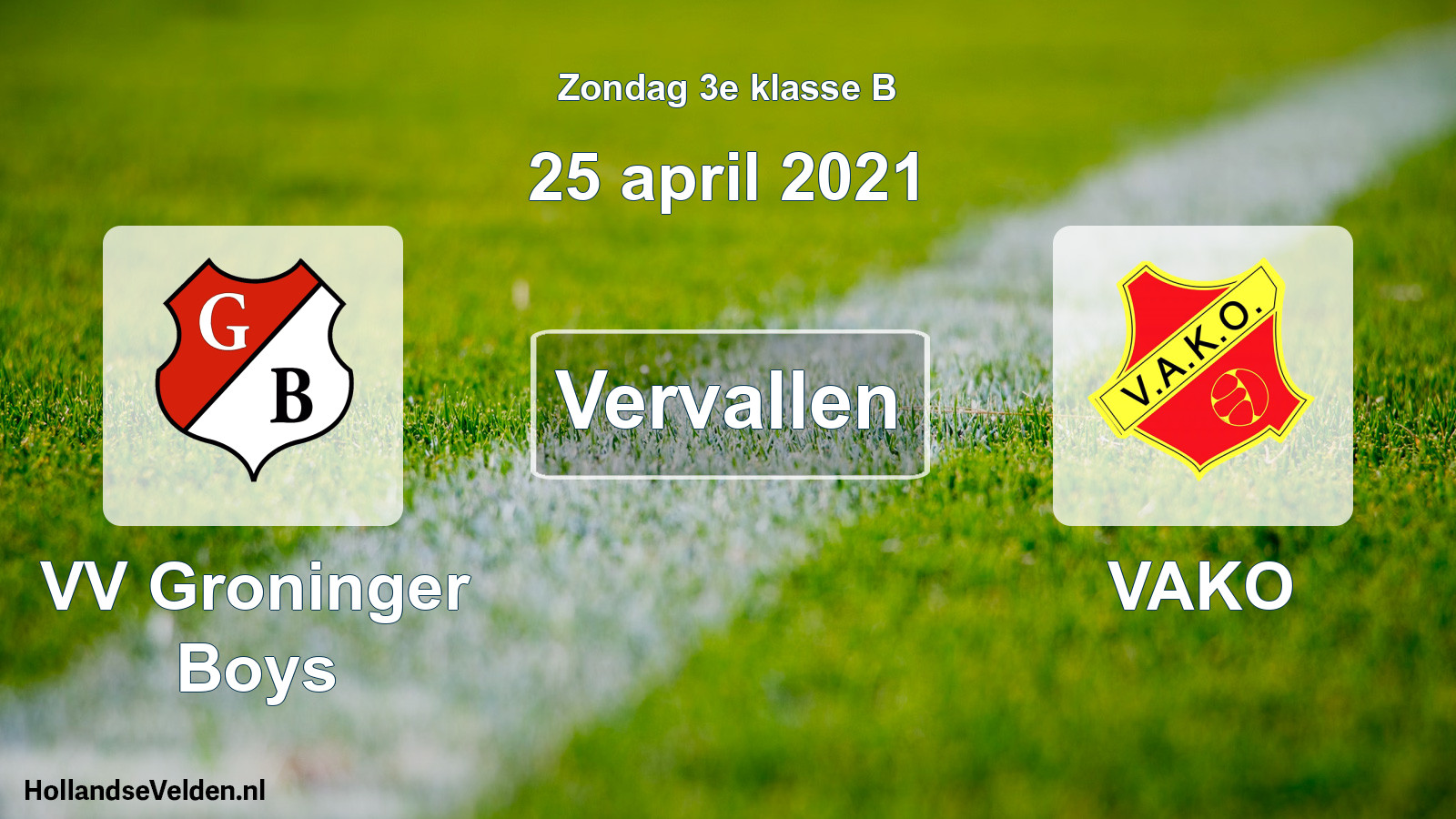 Scheduled Match: VV Groninger Boys - VAKO (25 April 2021)
