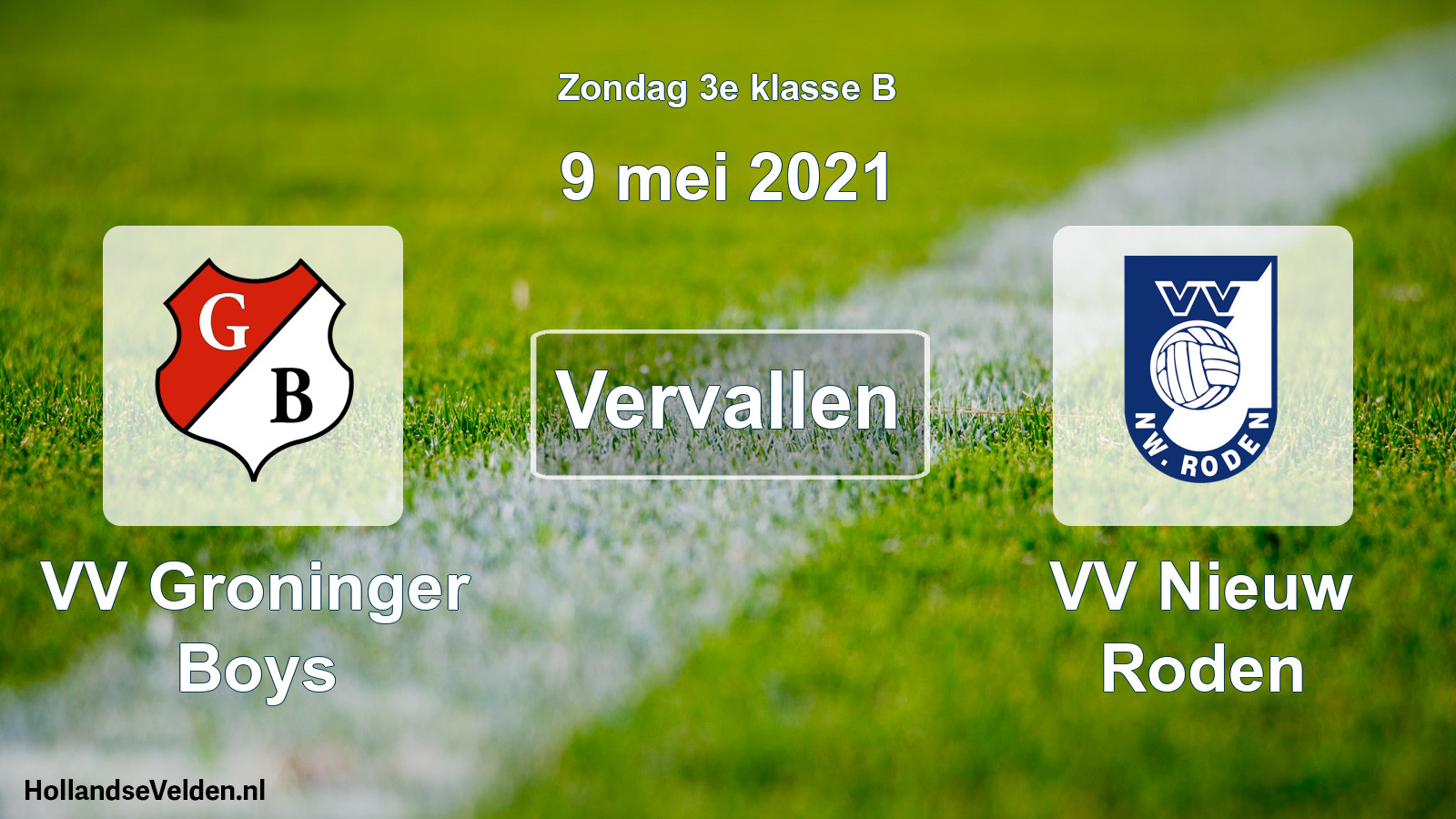 Scheduled Match: VV Groninger Boys - VV Nieuw Roden (9 May 2021)