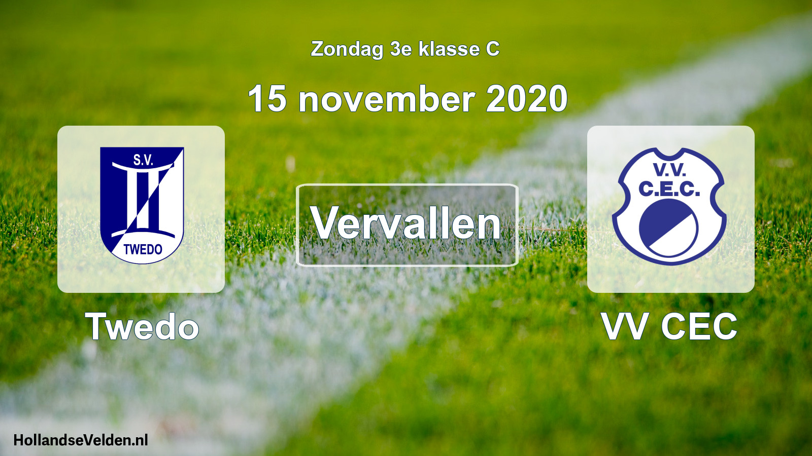 Scheduled Match: Twedo - VV CEC (15 November 2020)