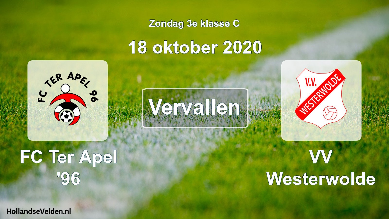 Scheduled Match: FC Ter Apel '96 - VV Westerwolde (18 October 2020)