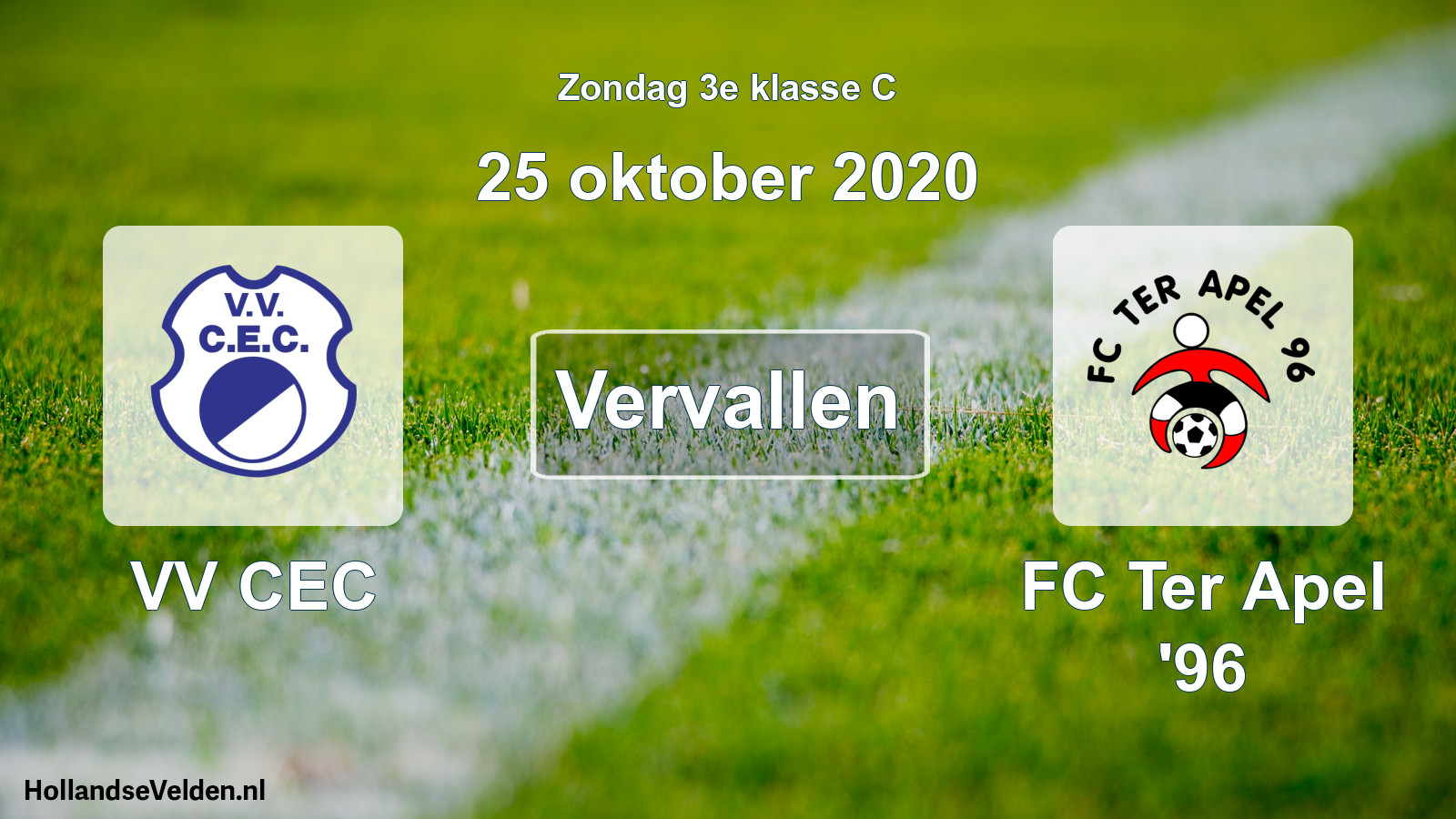 Scheduled Match: VV CEC - FC Ter Apel '96 (25 October 2020)