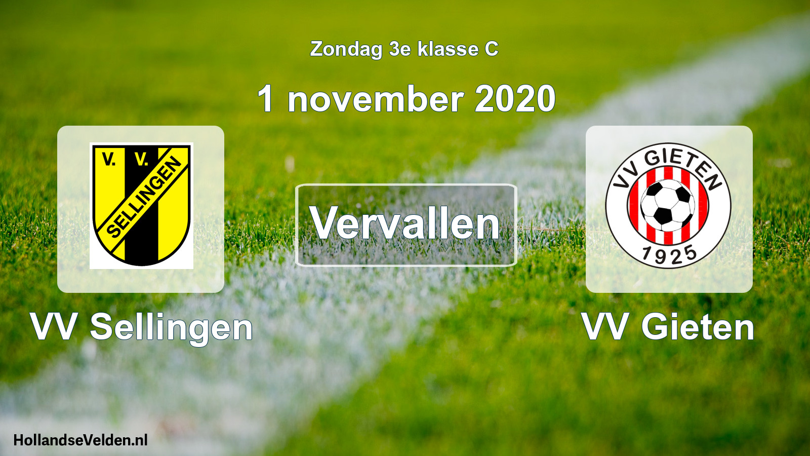 Scheduled Match: VV Sellingen - VV Gieten (1 November 2020)