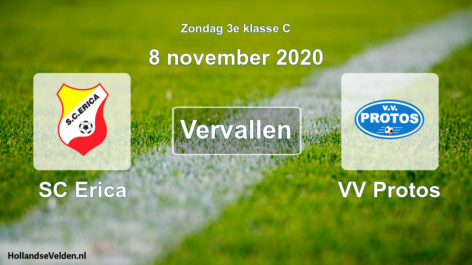Scheduled Match: SC Erica - VV Protos (8 November 2020)