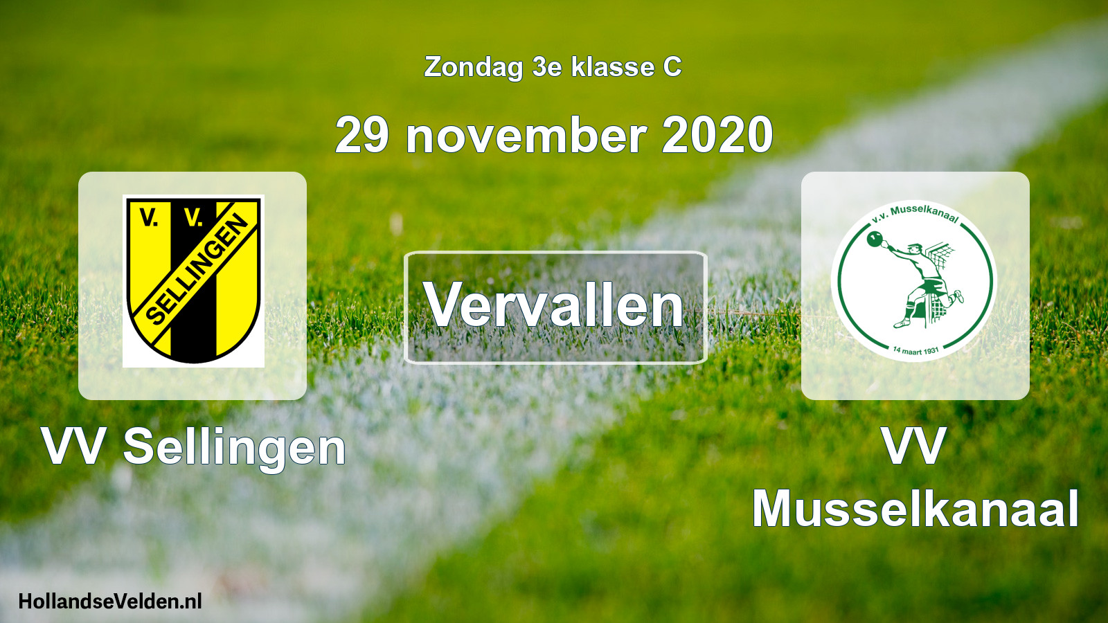 Scheduled Match: VV Sellingen - VV Musselkanaal (29 November 2020)