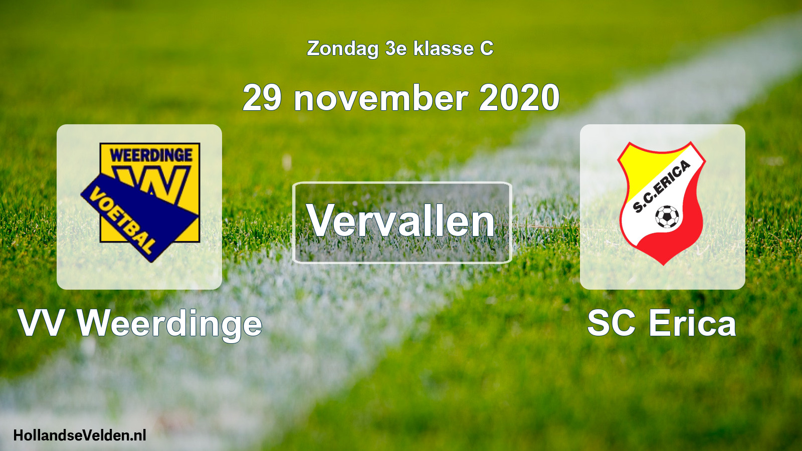 Scheduled Match: VV Weerdinge - SC Erica (29 November 2020)