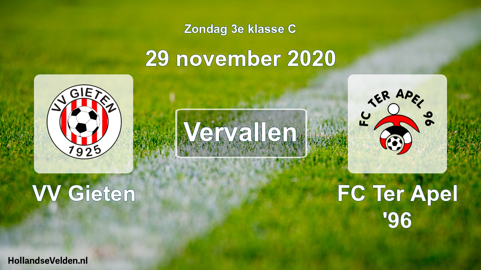 Scheduled Match: VV Gieten - FC Ter Apel '96 (29 November 2020)