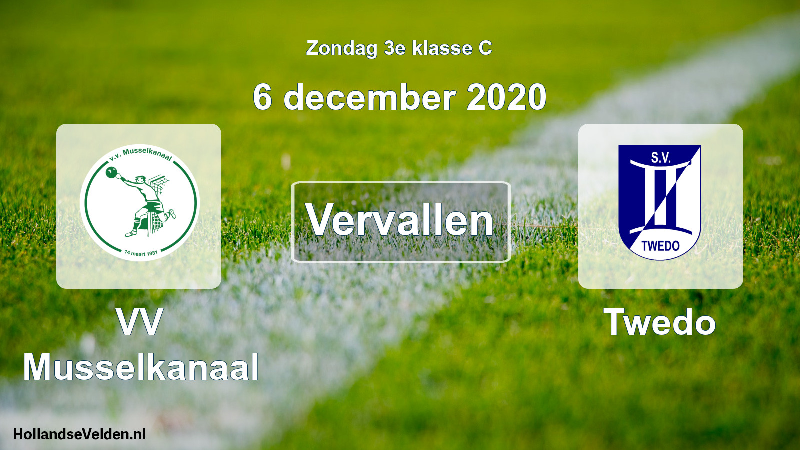 Scheduled Match: VV Musselkanaal - Twedo (6 December 2020)