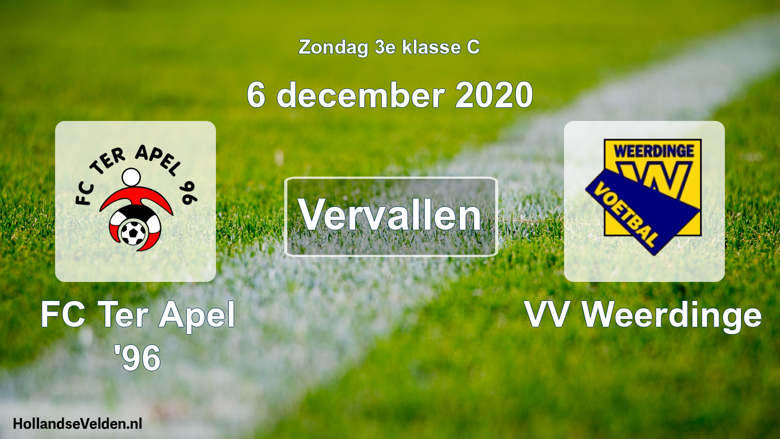 Scheduled Match: FC Ter Apel '96 - VV Weerdinge (6 December 2020)