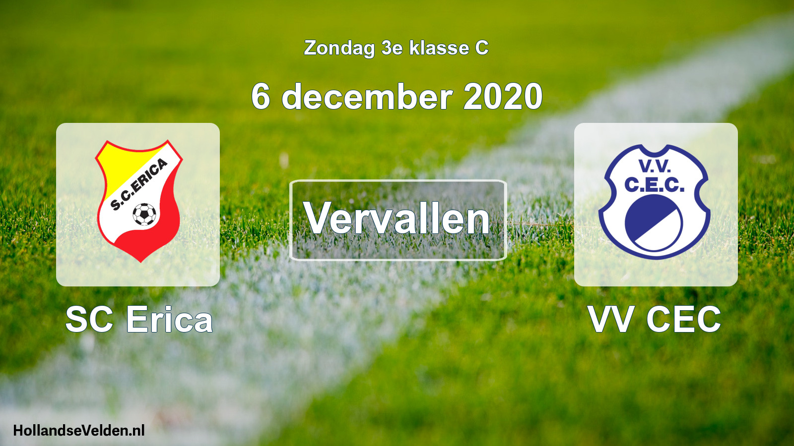 Scheduled Match: SC Erica - VV CEC (6 December 2020)