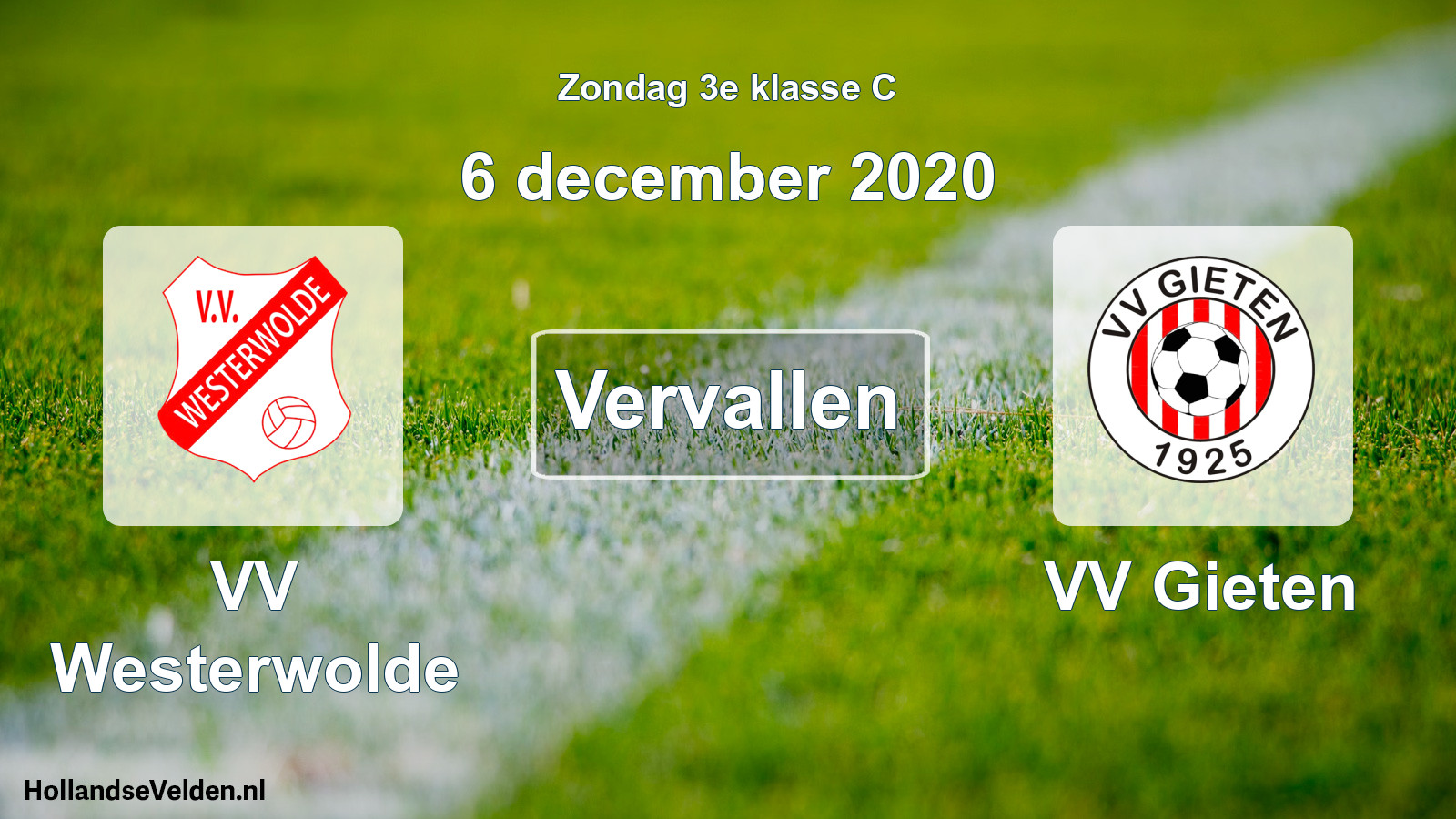 Scheduled Match: VV Westerwolde - VV Gieten (6 December 2020)