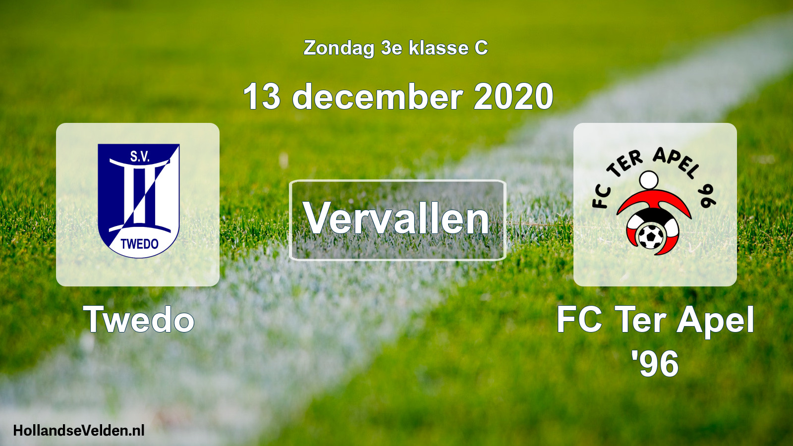 Scheduled Match: Twedo - FC Ter Apel '96 (13 December 2020)