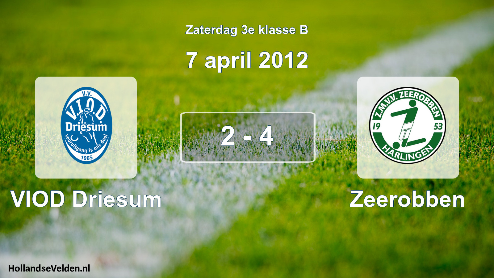 Total number of matches played: VIOD Driesum - Zeerobben 2 - 4 (7 April 2012)