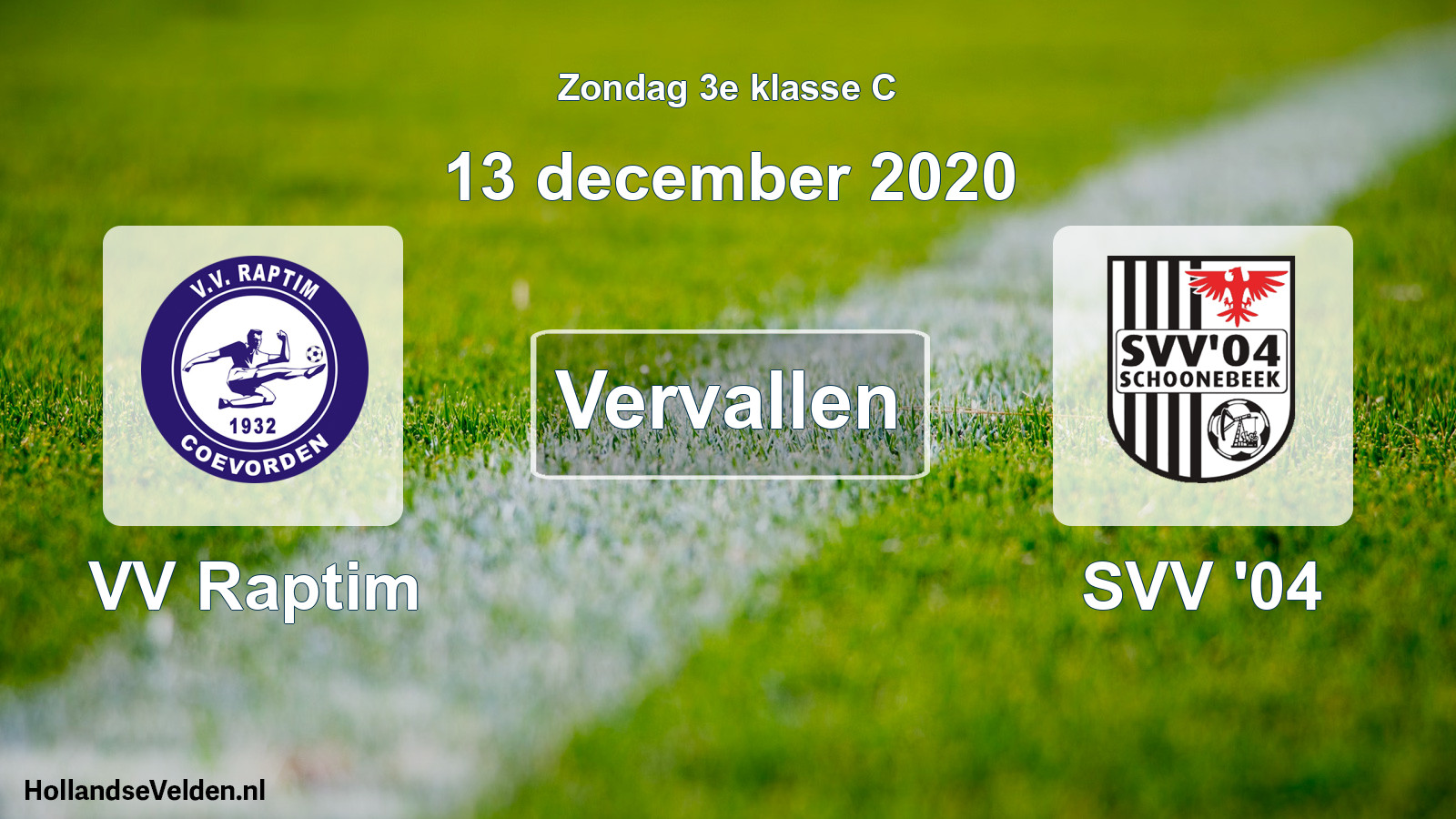 Scheduled Match: VV Raptim - SVV '04 (13 December 2020)