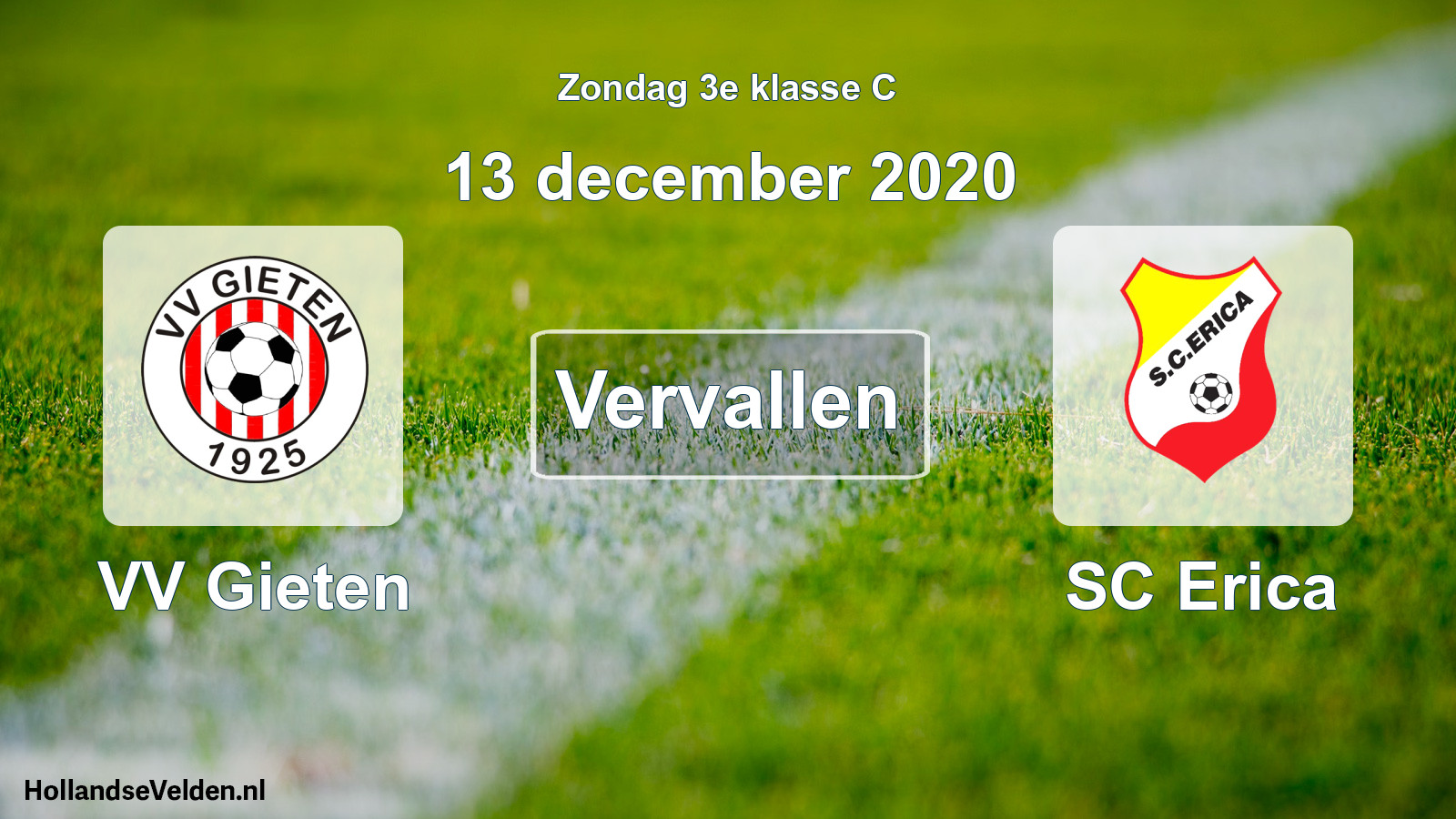 Scheduled Match: VV Gieten - SC Erica (13 December 2020)