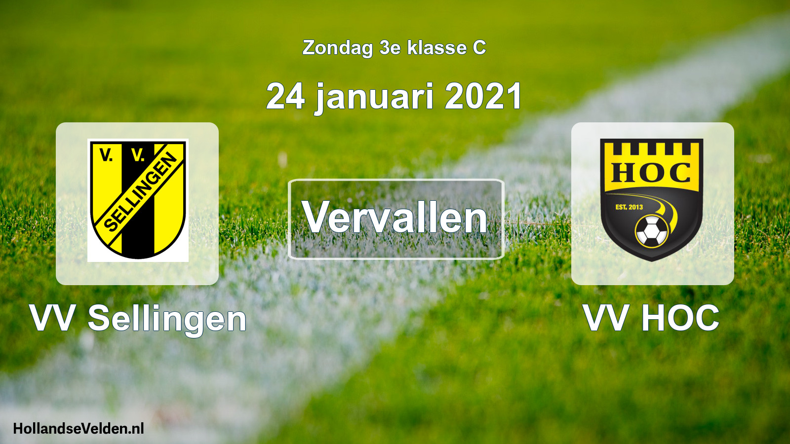 Scheduled Match: VV Sellingen - VV HOC (24 January 2021)
