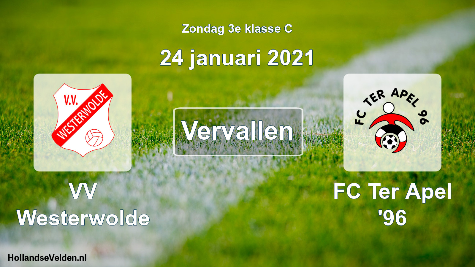 Scheduled Match: VV Westerwolde - FC Ter Apel '96 (24 January 2021)