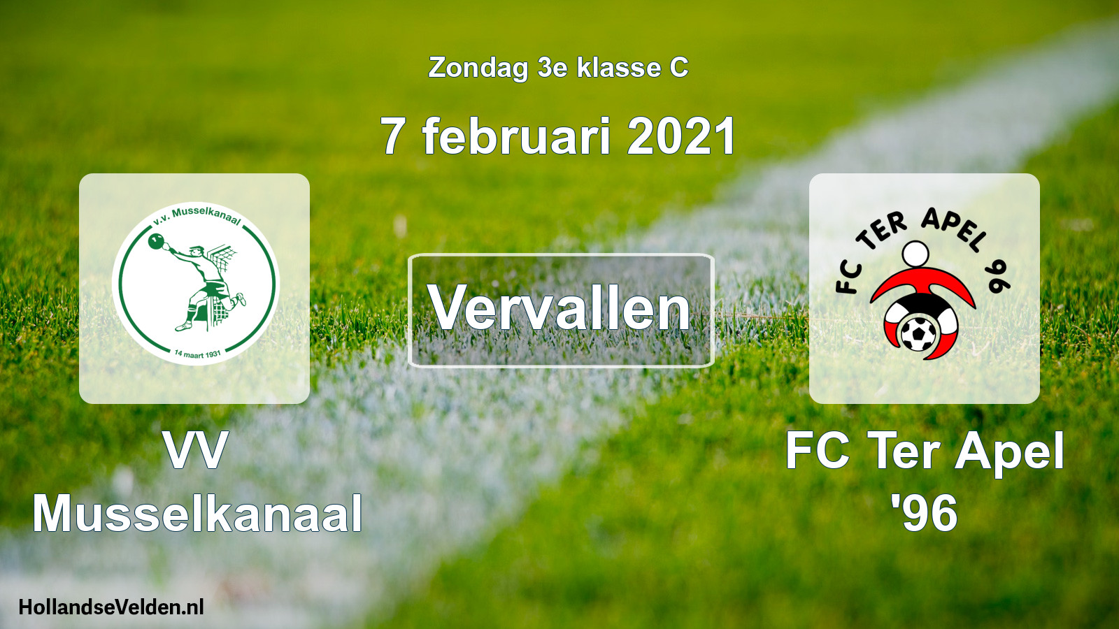 Scheduled Match: VV Musselkanaal - FC Ter Apel '96 (7 February 2021)