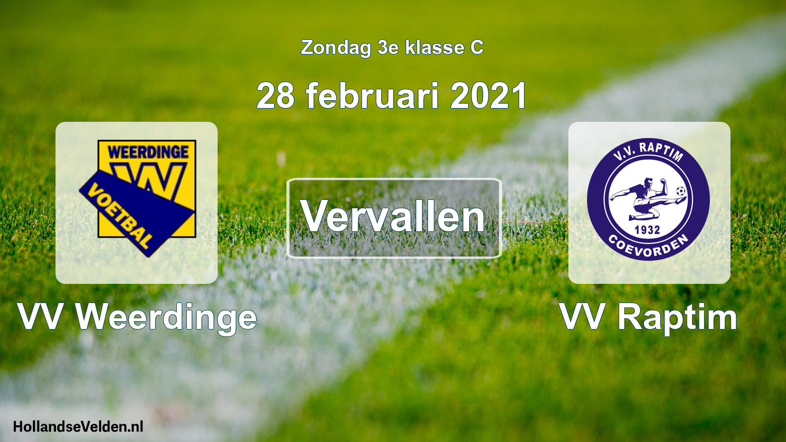 Scheduled Match: VV Weerdinge - VV Raptim (28 February 2021)