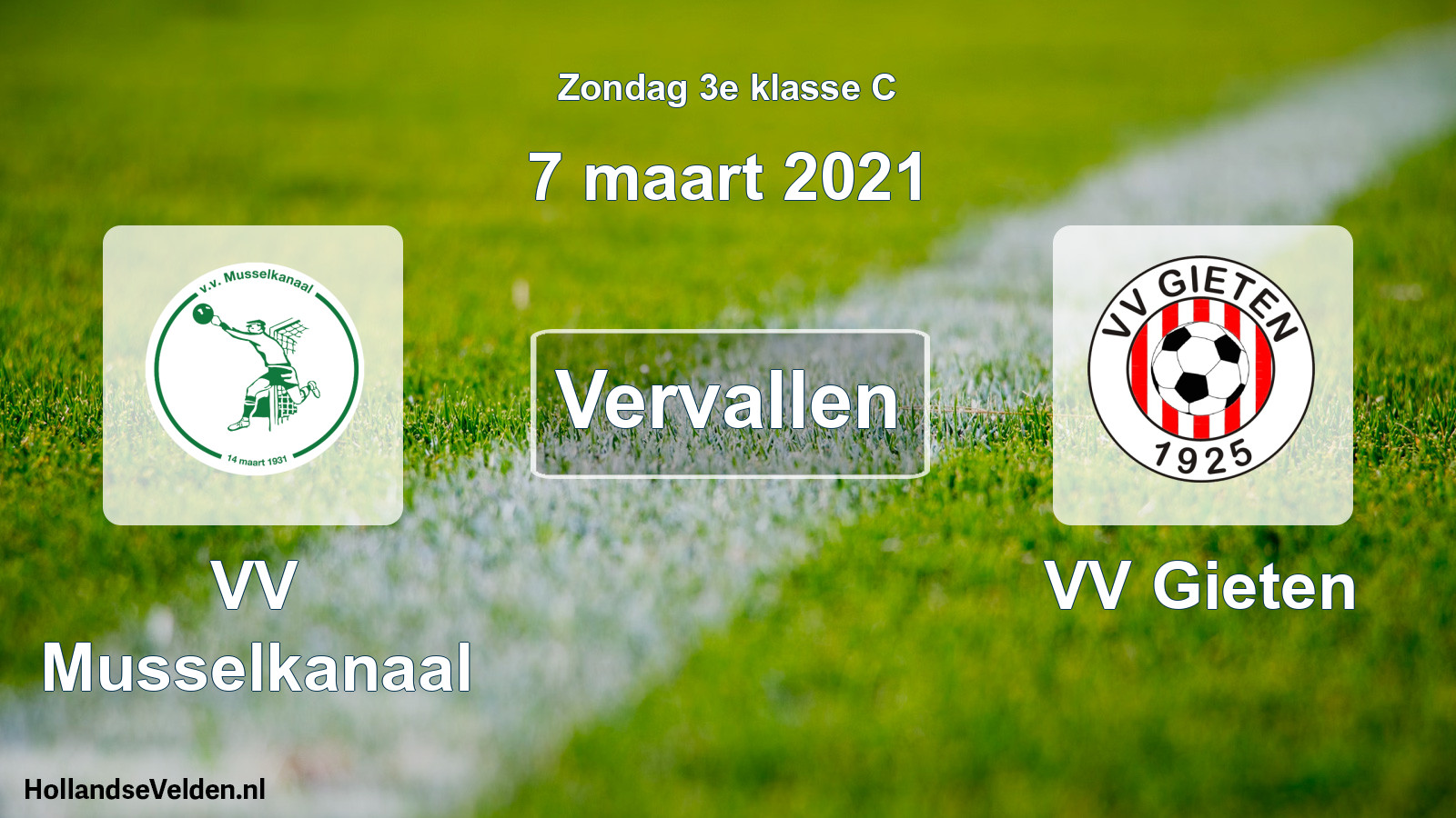 Scheduled Match: VV Musselkanaal - VV Gieten (7 March 2021)