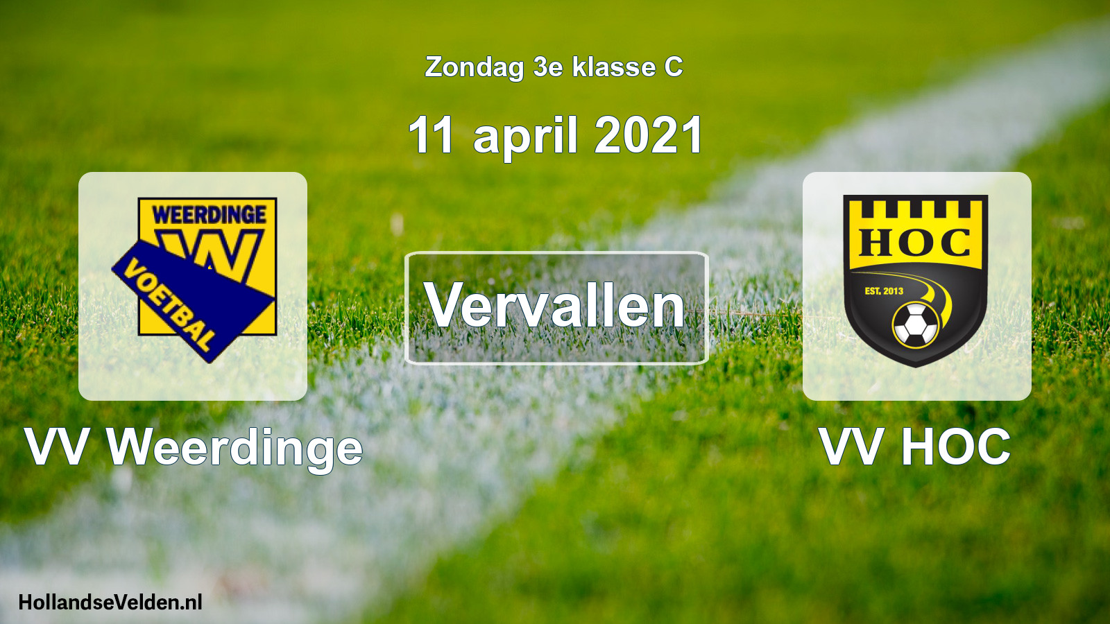 Scheduled Match: VV Weerdinge - VV HOC (11 April 2021)