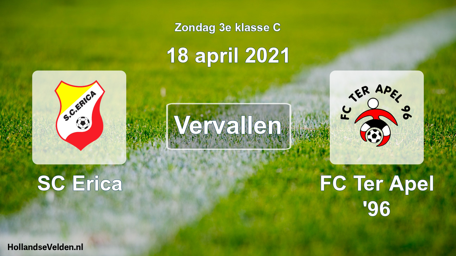 Scheduled Match: SC Erica - FC Ter Apel '96 (18 April 2021)
