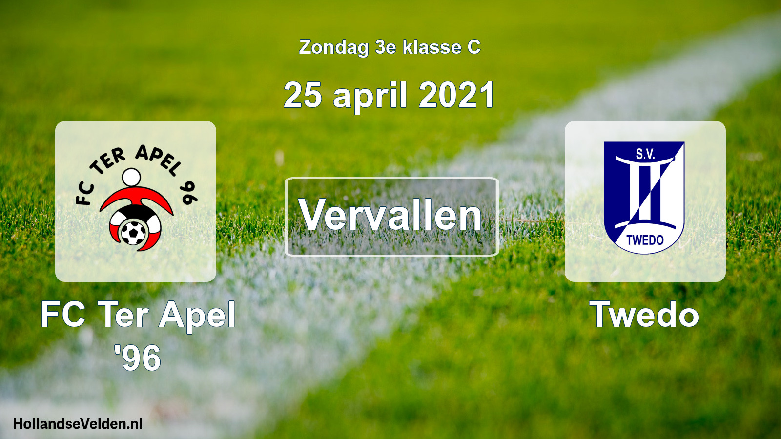 Scheduled Match: FC Ter Apel '96 - Twedo (25 April 2021)