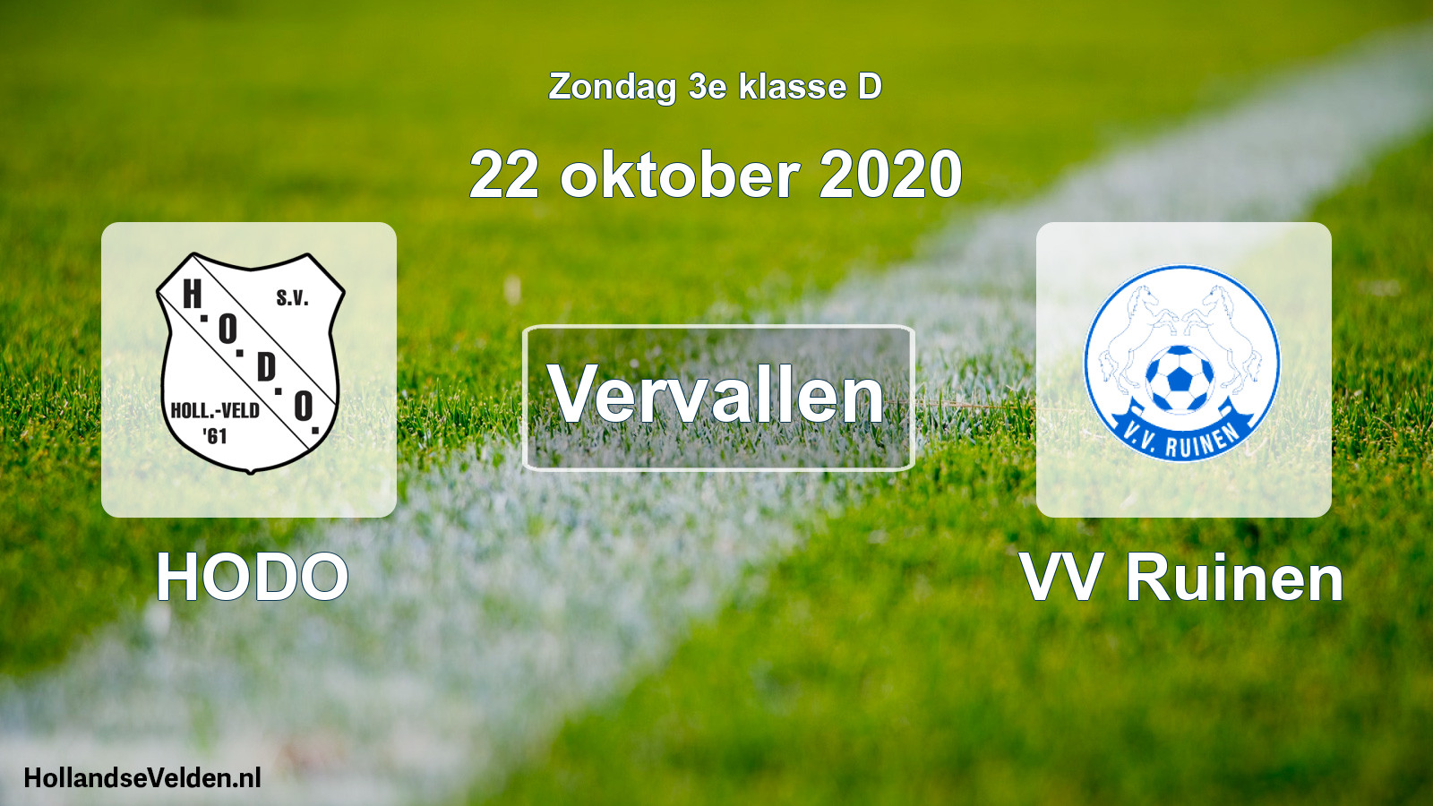 Scheduled Match: HODO - VV Ruinen (22 October 2020)
