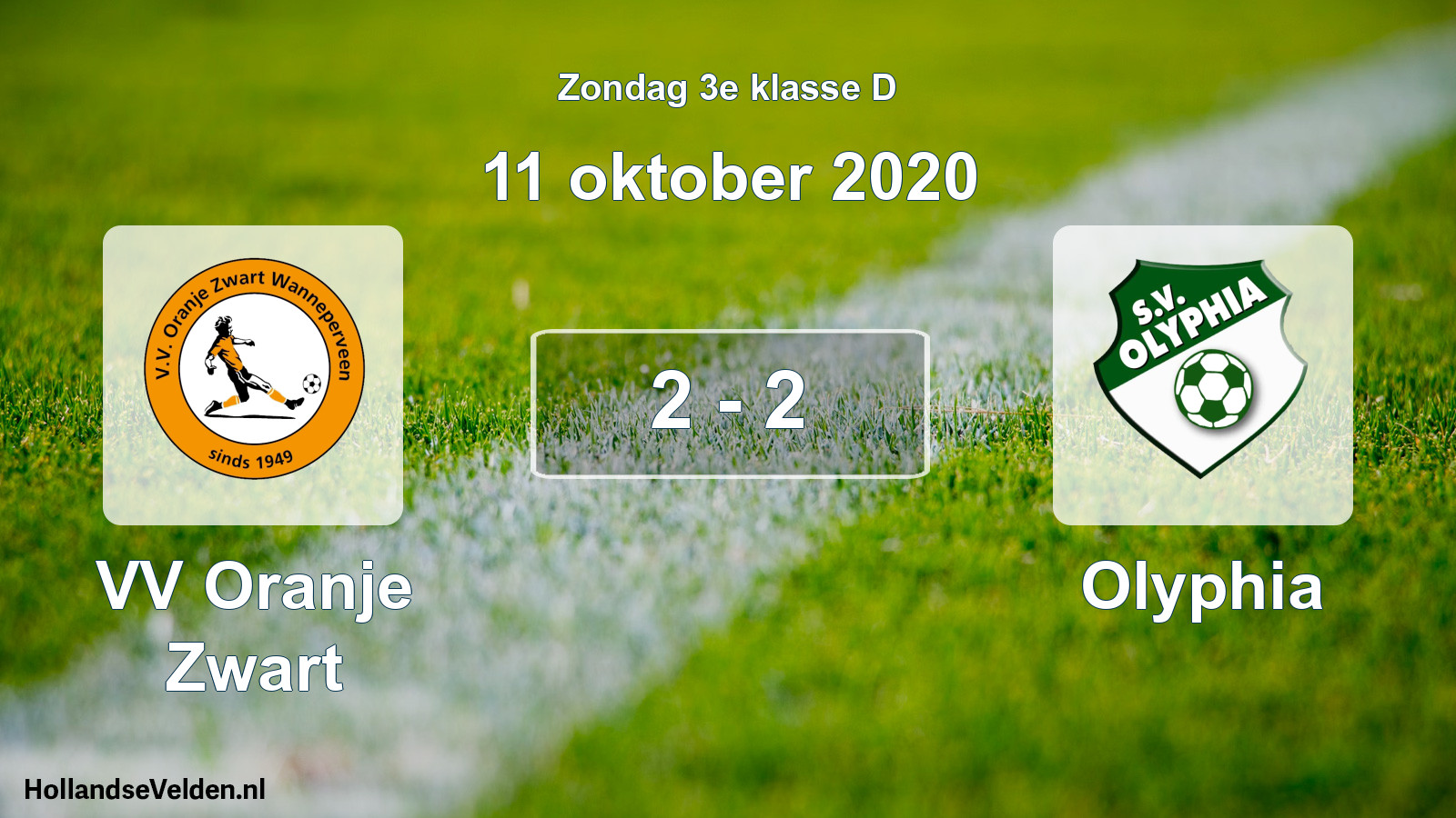 Total number of matches played: VV Oranje Zwart - Olyphia 2 - 2 (11 October 2020)