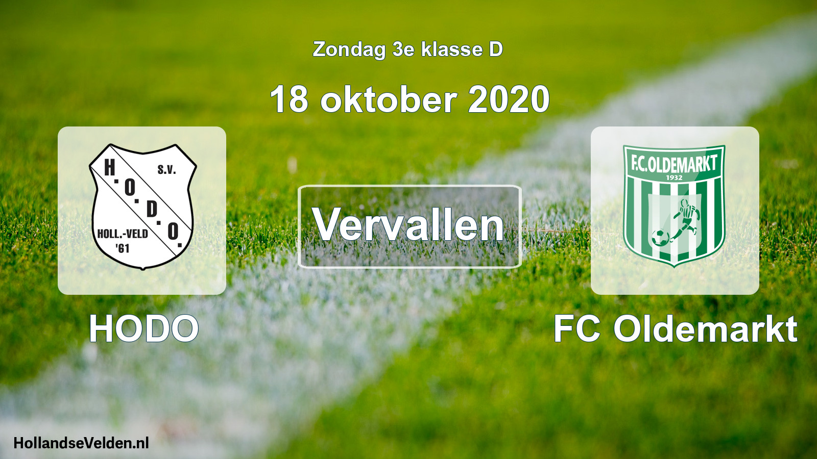 Scheduled Match: HODO - FC Oldemarkt (18 October 2020)