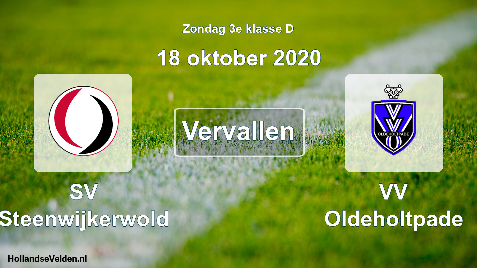 Scheduled Match: SV Steenwijkerwold - VV Oldeholtpade (18 October 2020)