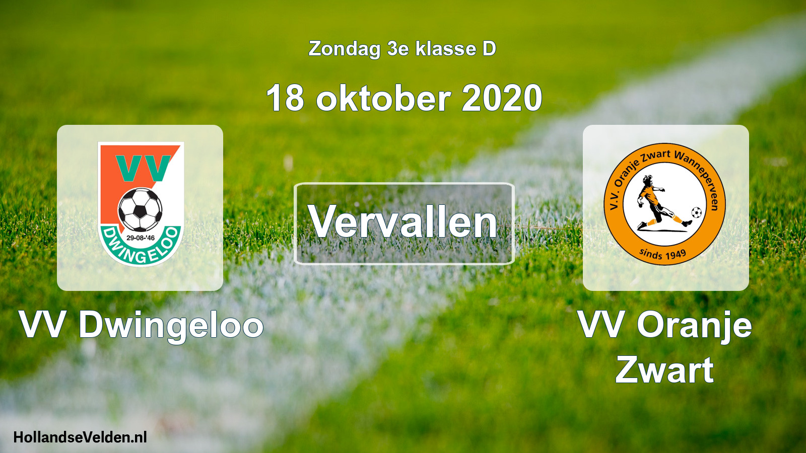 Scheduled Match: VV Dwingeloo - VV Oranje Zwart (18 October 2020)