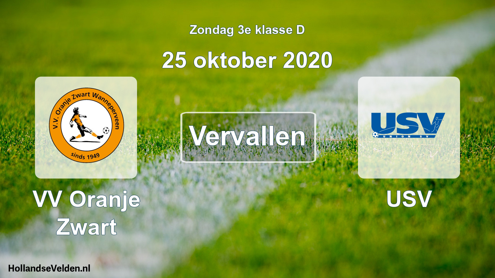 Scheduled Match: VV Oranje Zwart - USV (25 October 2020)
