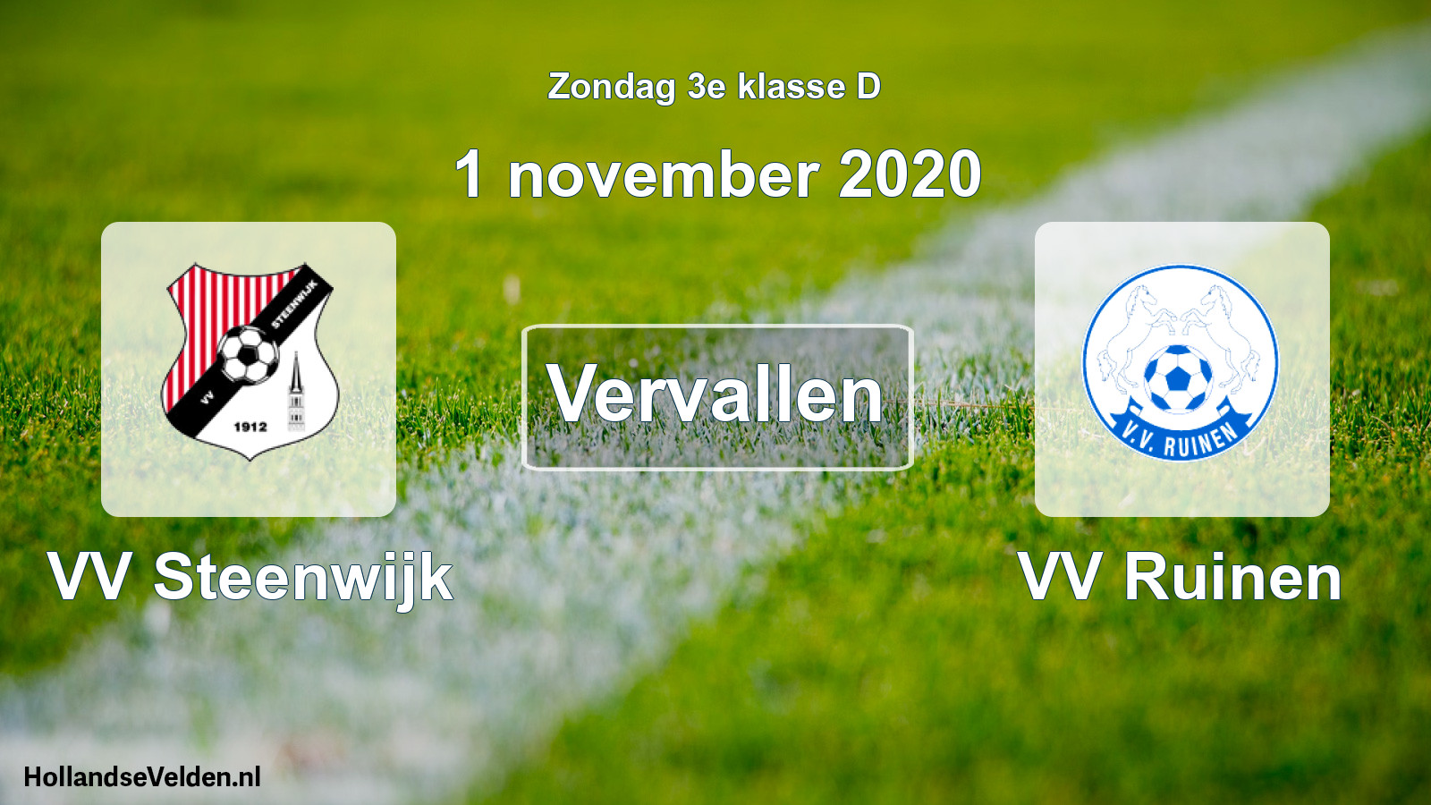 Scheduled Match: VV Steenwijk - VV Ruinen (1 November 2020)