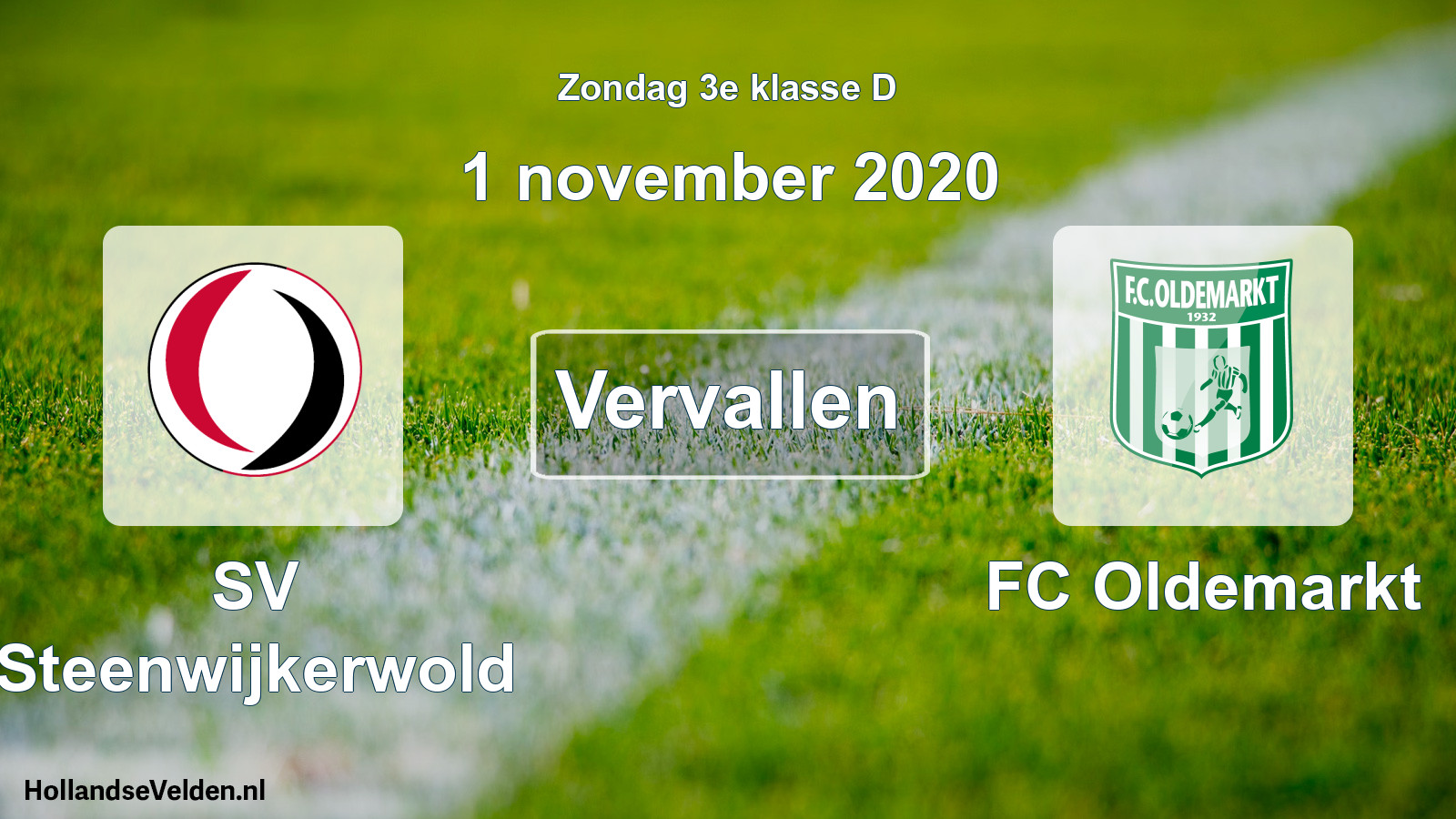 Scheduled Match: SV Steenwijkerwold - FC Oldemarkt (1 November 2020)