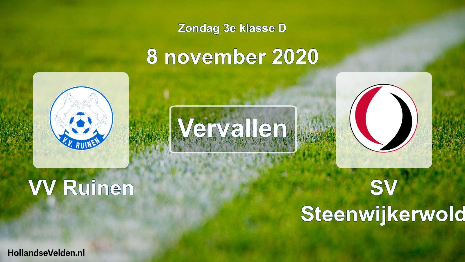 Scheduled Match: VV Ruinen - SV Steenwijkerwold (8 November 2020)