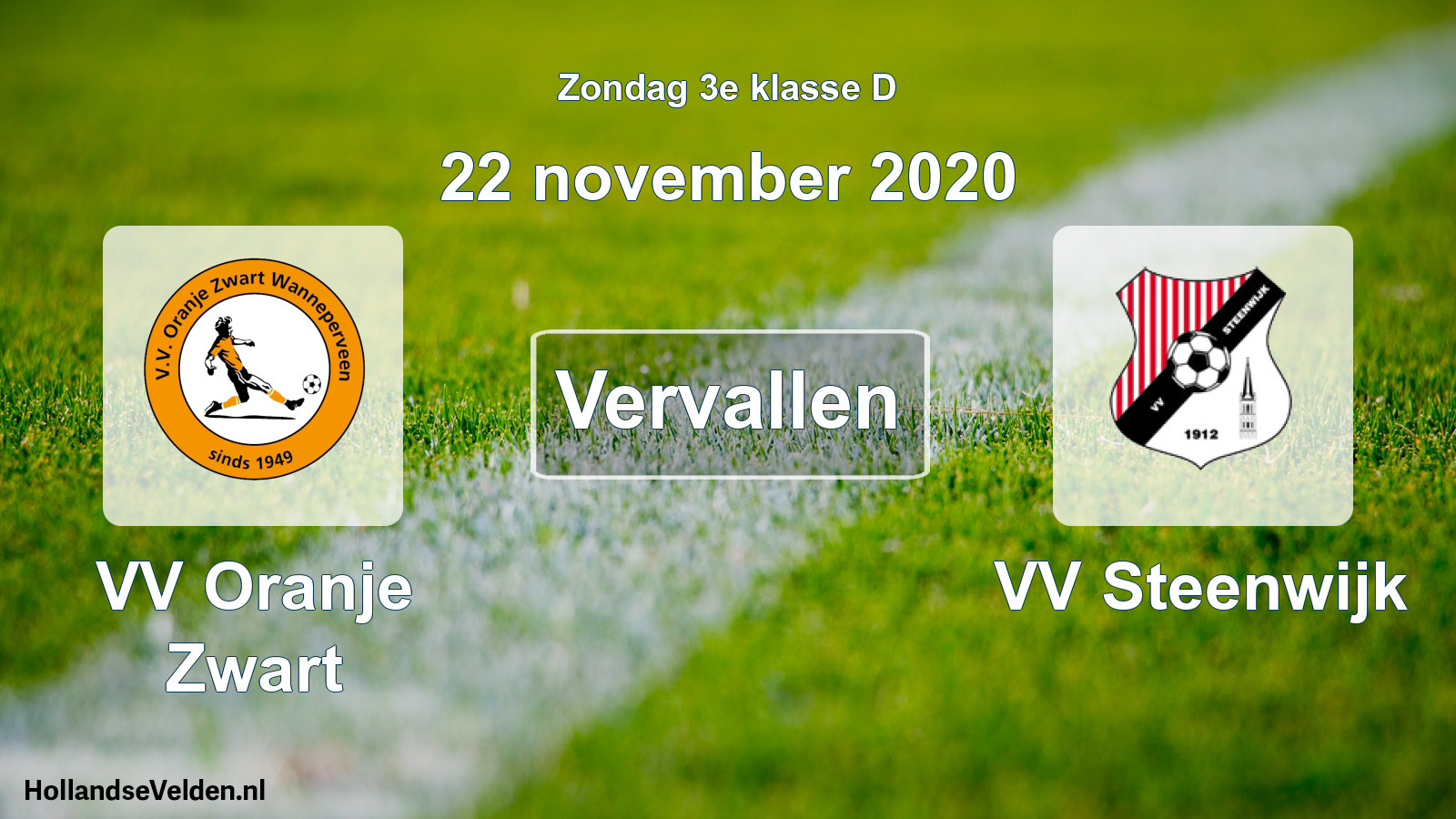 Scheduled Match: VV Oranje Zwart - VV Steenwijk (22 November 2020)