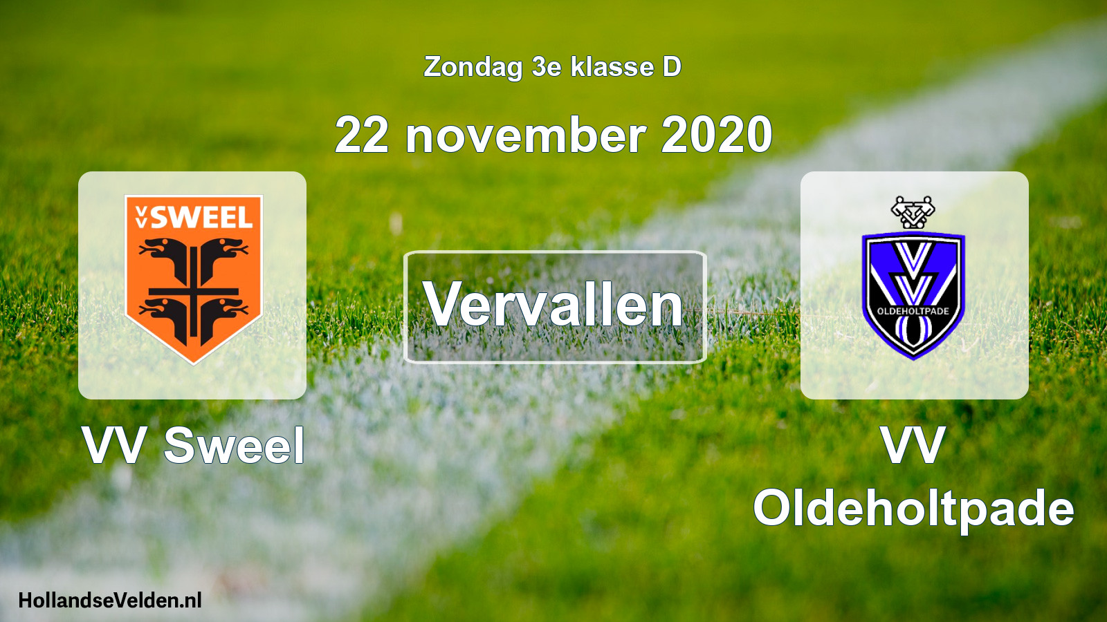 Scheduled Match: VV Sweel - VV Oldeholtpade (22 November 2020)