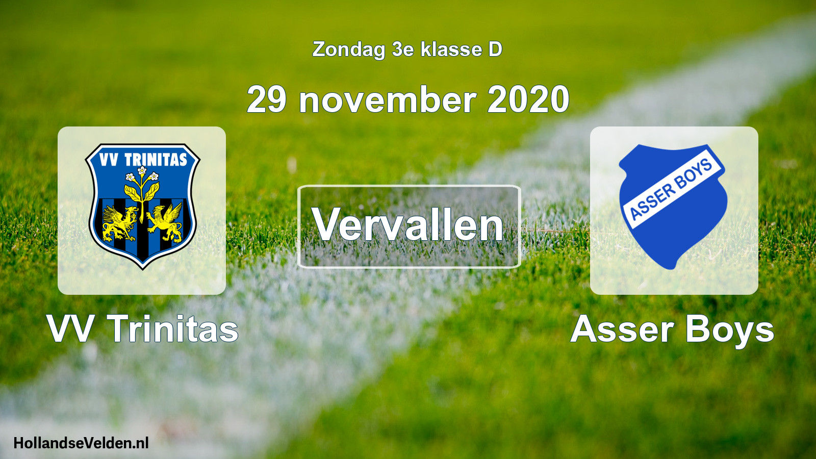 Scheduled Match: VV Trinitas - Asser Boys (29 November 2020)