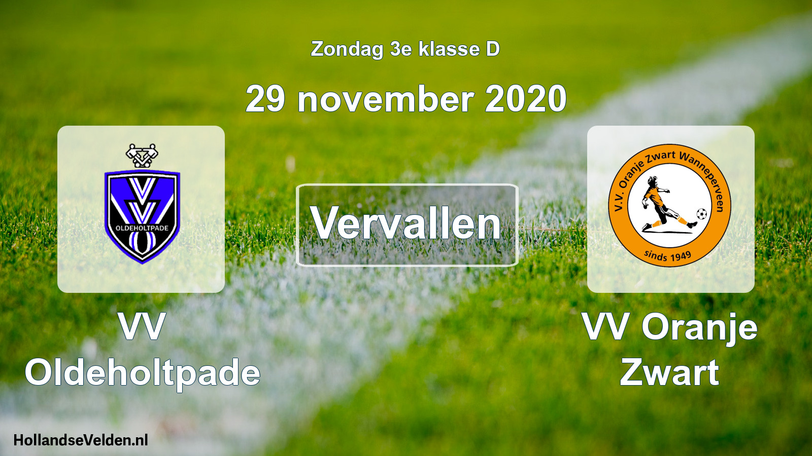 Scheduled Match: VV Oldeholtpade - VV Oranje Zwart (29 November 2020)