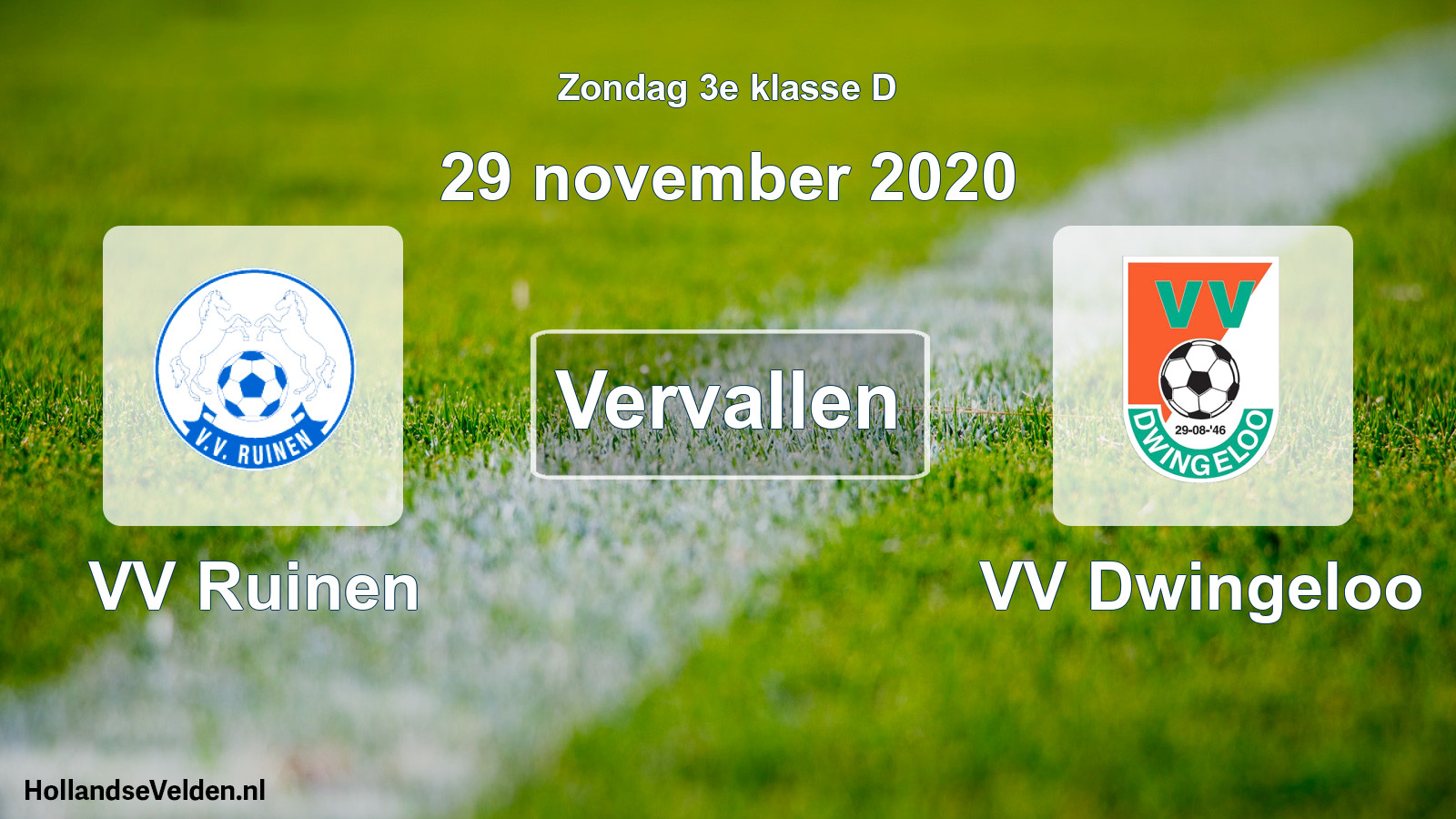 Scheduled Match: VV Ruinen - VV Dwingeloo (29 November 2020)