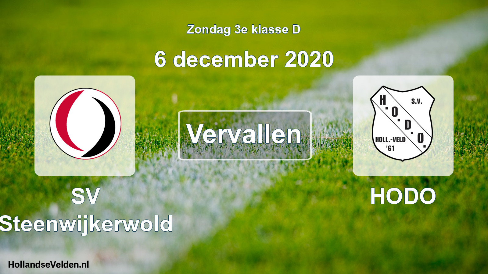 Scheduled Match: SV Steenwijkerwold - HODO (6 December 2020)