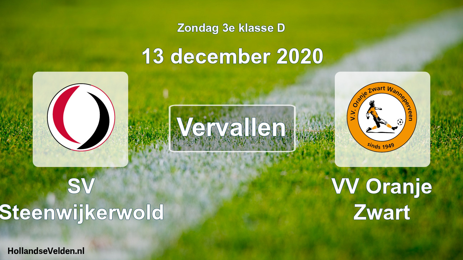 Scheduled Match: SV Steenwijkerwold - VV Oranje Zwart (13 December 2020)