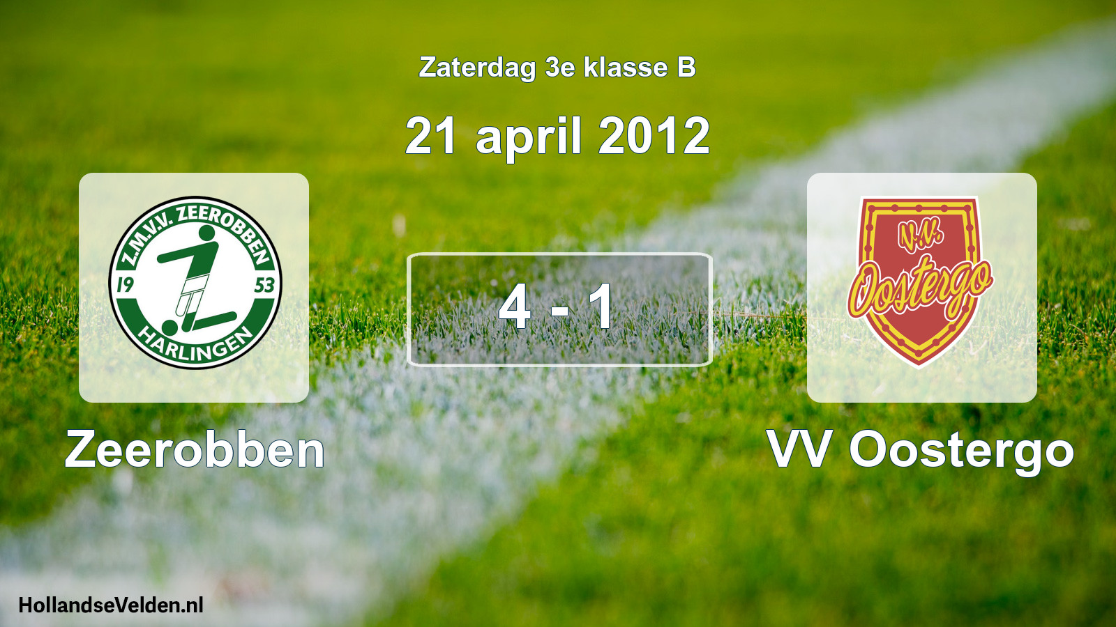 Total number of matches played: Zeerobben - VV Oostergo 4 - 1 (21 April 2012)