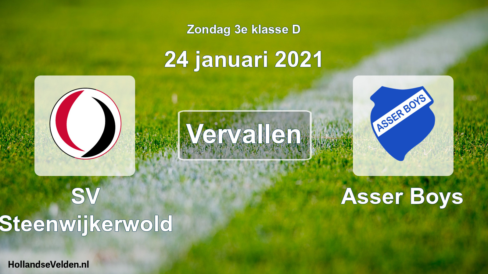Scheduled Match: SV Steenwijkerwold - Asser Boys (24 January 2021)